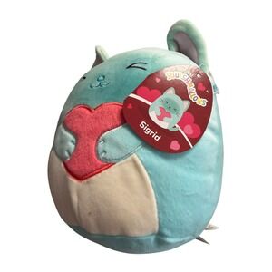 Squishmallows Sigrid Teal Cat Heart Plush Toy 8 Inch New with Tags Valentine